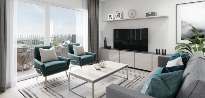 Lounge enjoys bright natural light from the ceiling to floor windows